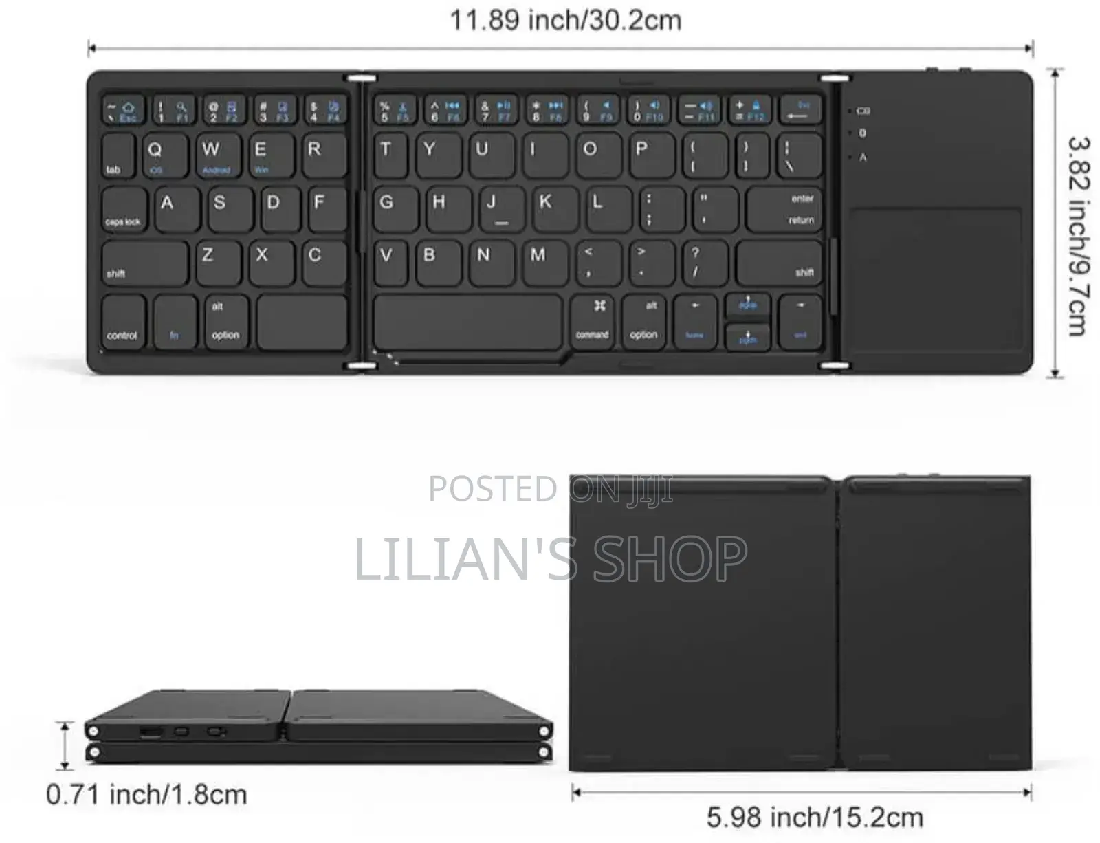 Foldable Wireless Bluetooth Keyboard With Touchpad