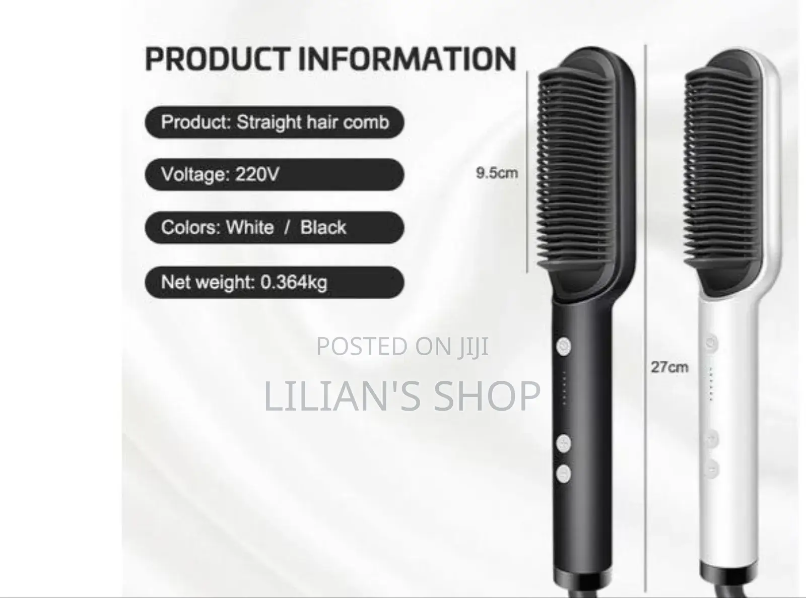 2-in-1 Electric Hair Straightener, Comb, Cutler PTC Heating