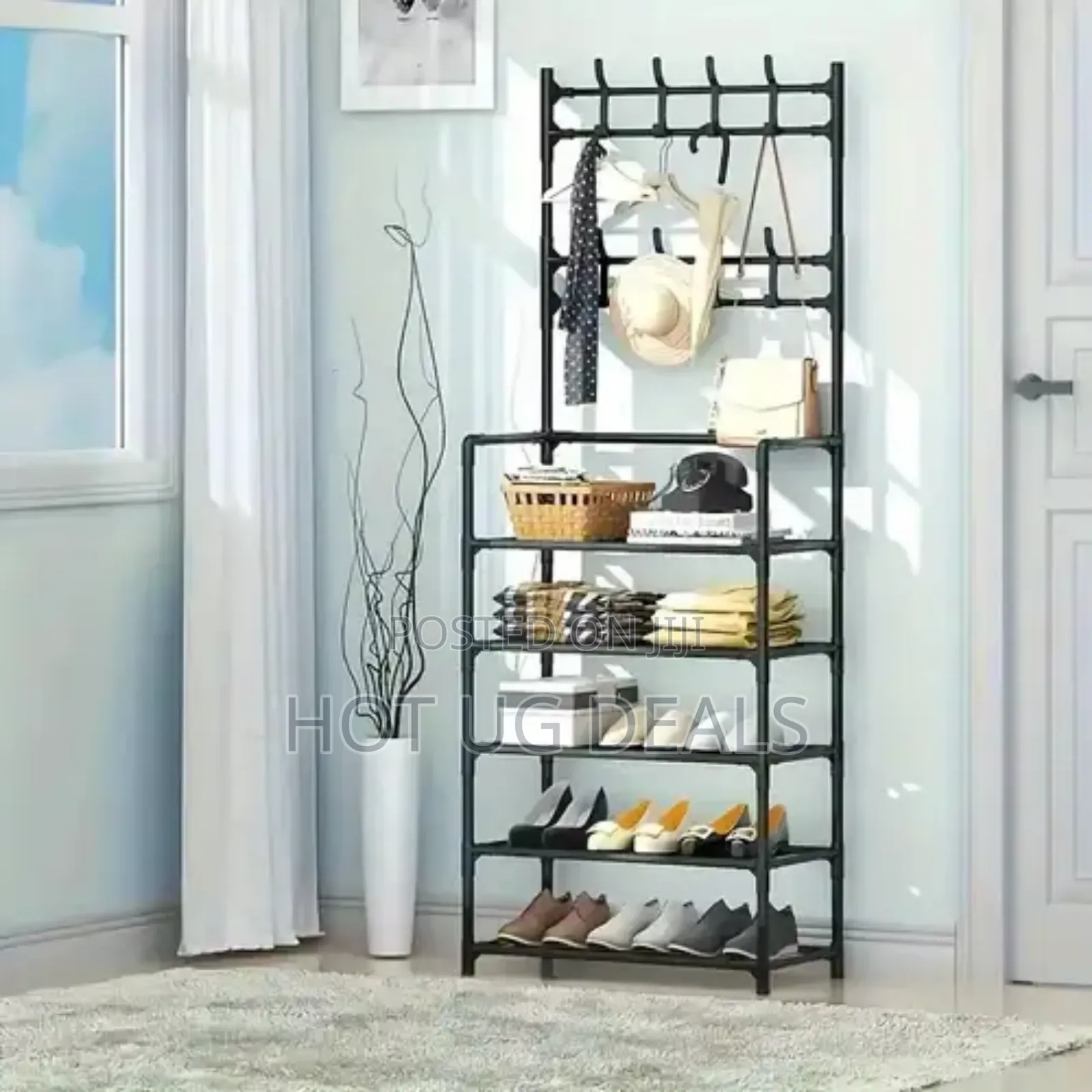 5 Tiers Coat Rack Shoe Rack Wall For Clothes Floor Hanger