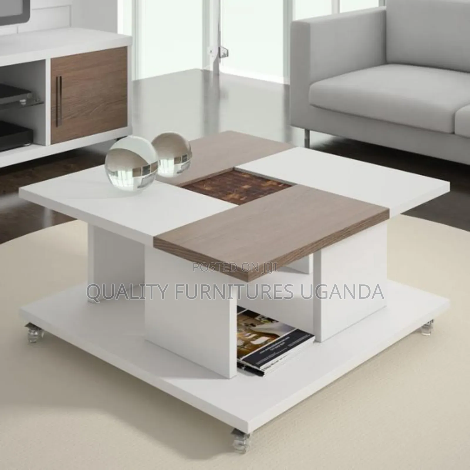 Wooded White Centre Table