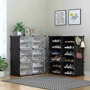 2 Column Shoe Rack Plastic Organizer for Home / Office