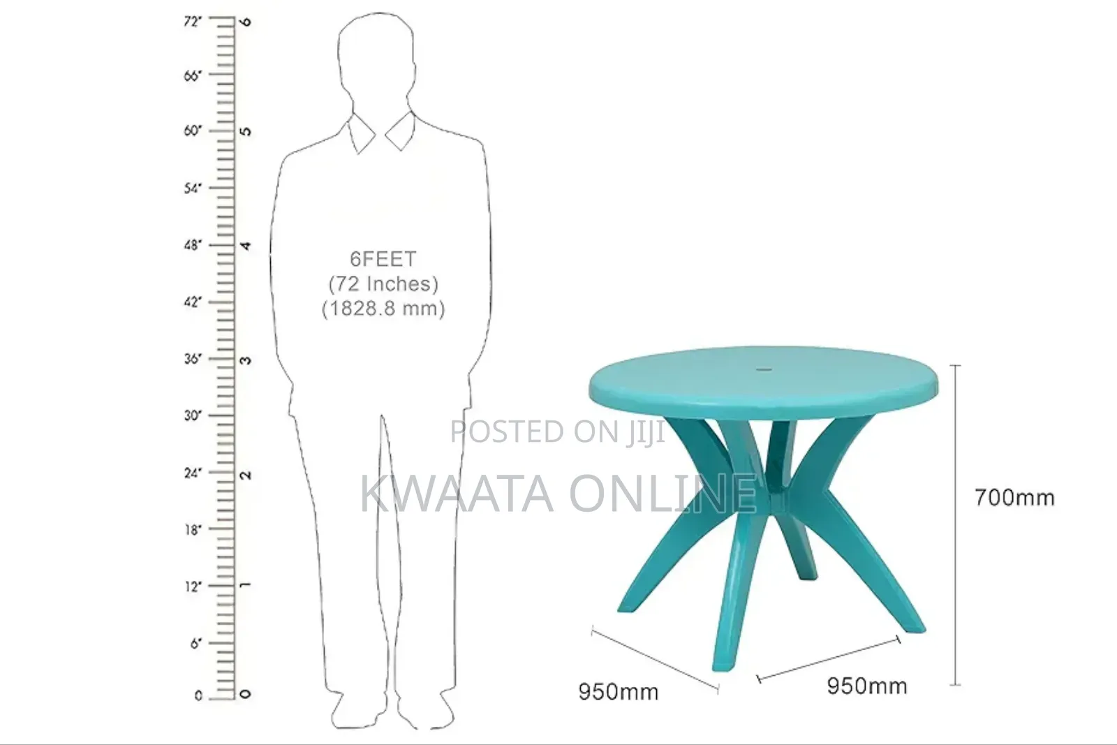 Round Plastic Table Center Coffee Table (Dia 92cm; H:70cm)