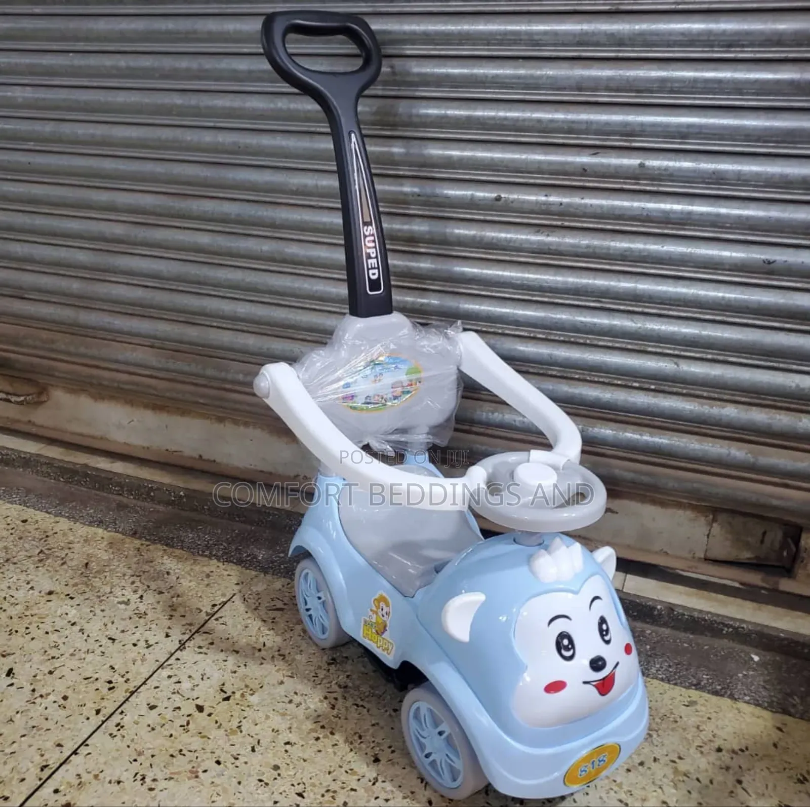 Manual Toy Push Car Light Blue With Music