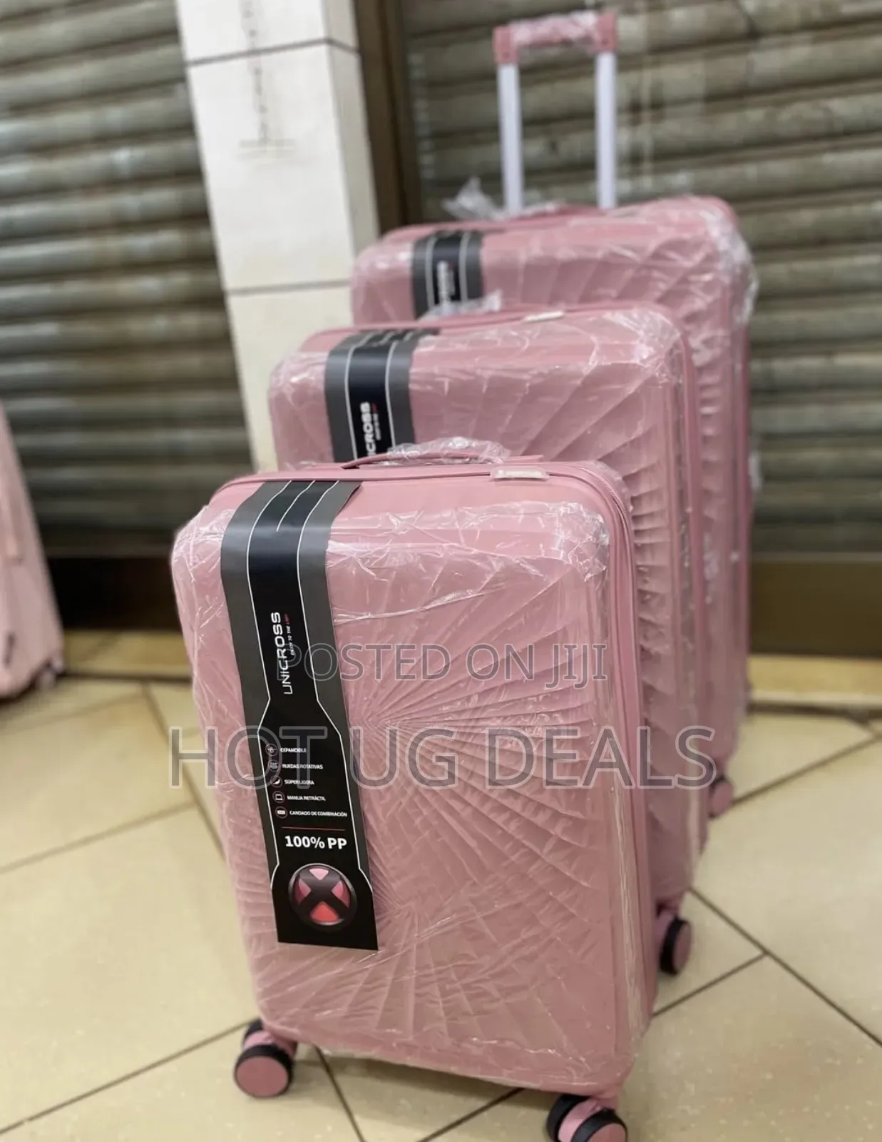 3 Pieces Set Of Waterproof Rubber Travel Suitcases (S, M, L)