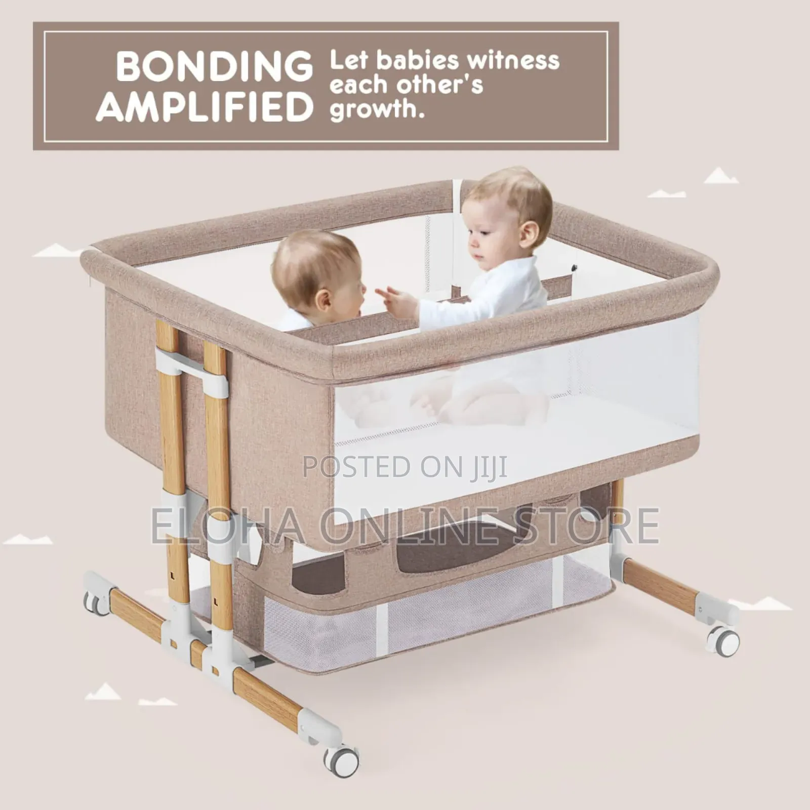 Twin Bassinet Fot Infant, Bedside Crib for 2 Babies