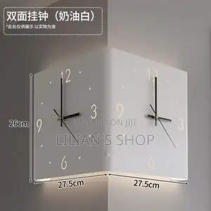 Wall House Corner Clock Side by Side View With Led Lights
