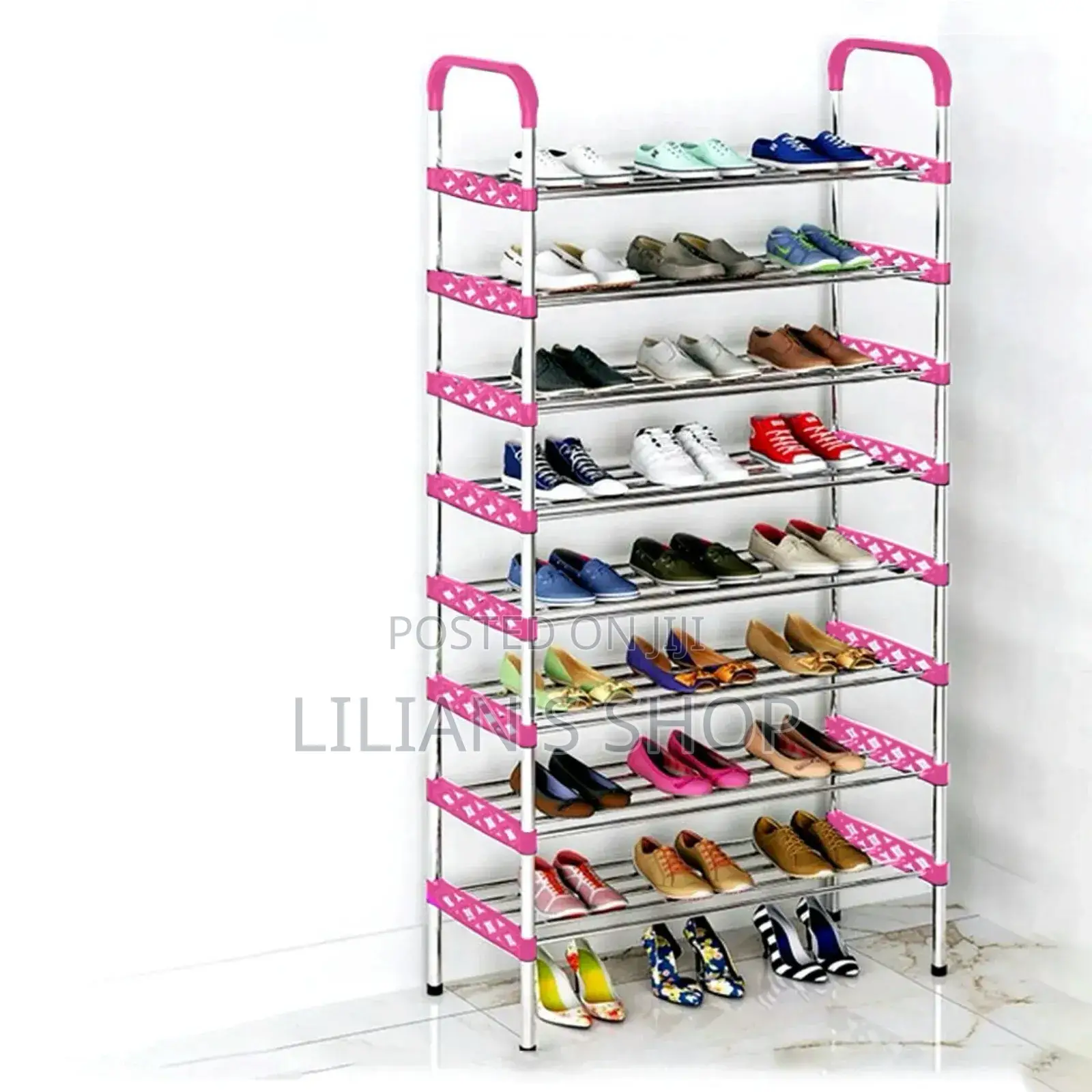 Metallic Shoe Rack 7 Layer Rack Stainless Steel