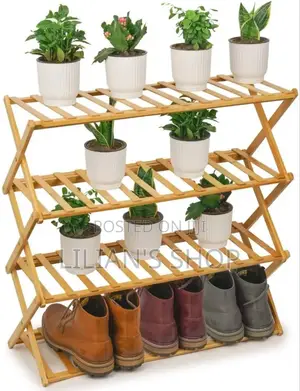 Foldable Bamboo Stackable Shoe Rack Multifunctional