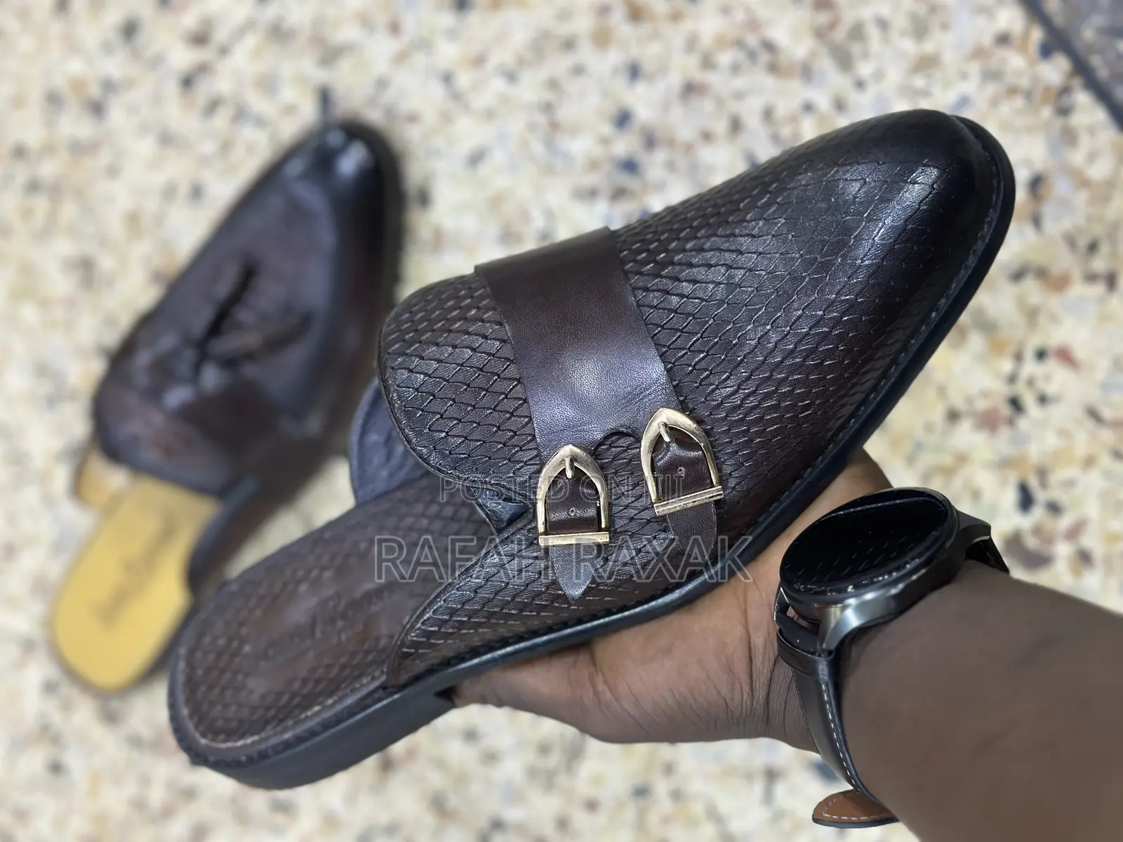 Original Dark Tan John Foster Half Leather Shoe
