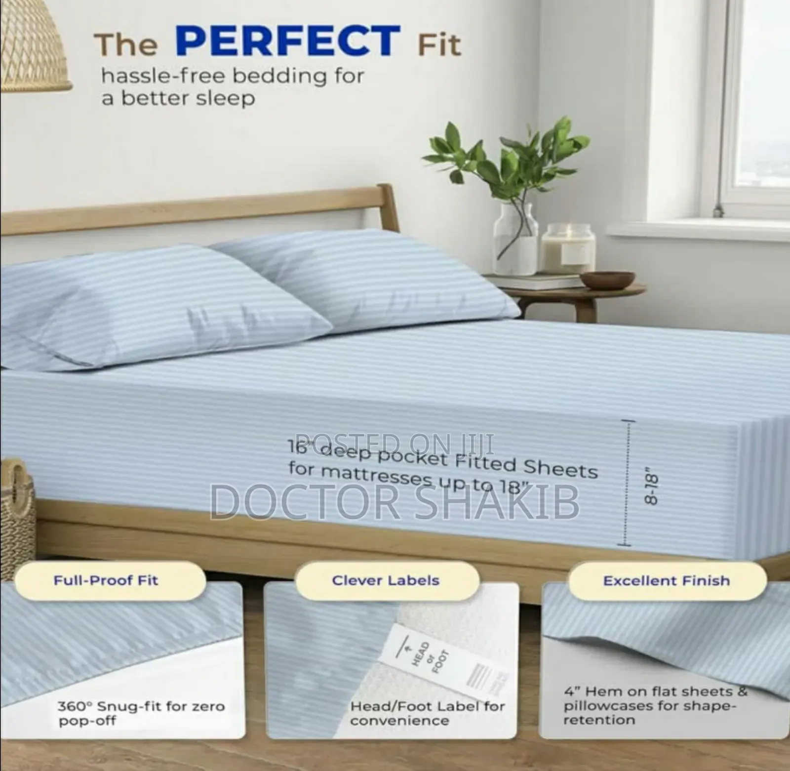 Quality Egyptian King Size Cotton Stripe Bedsheet 6pcs