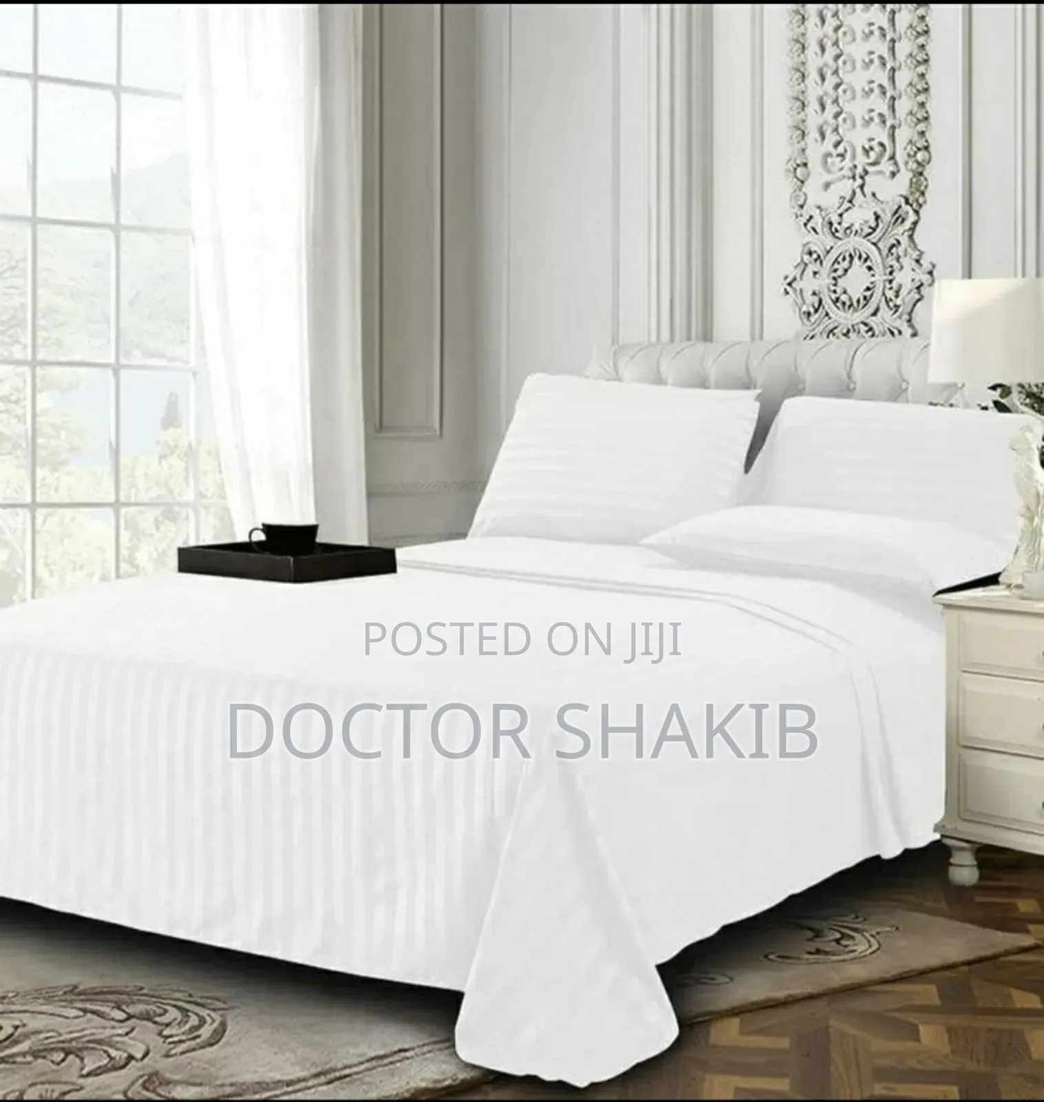 Quality Egyptian King Size Cotton Stripe Bedsheet 6pcs