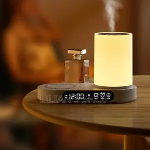 Humidifier Clock and Wireless Charging Wood Desig