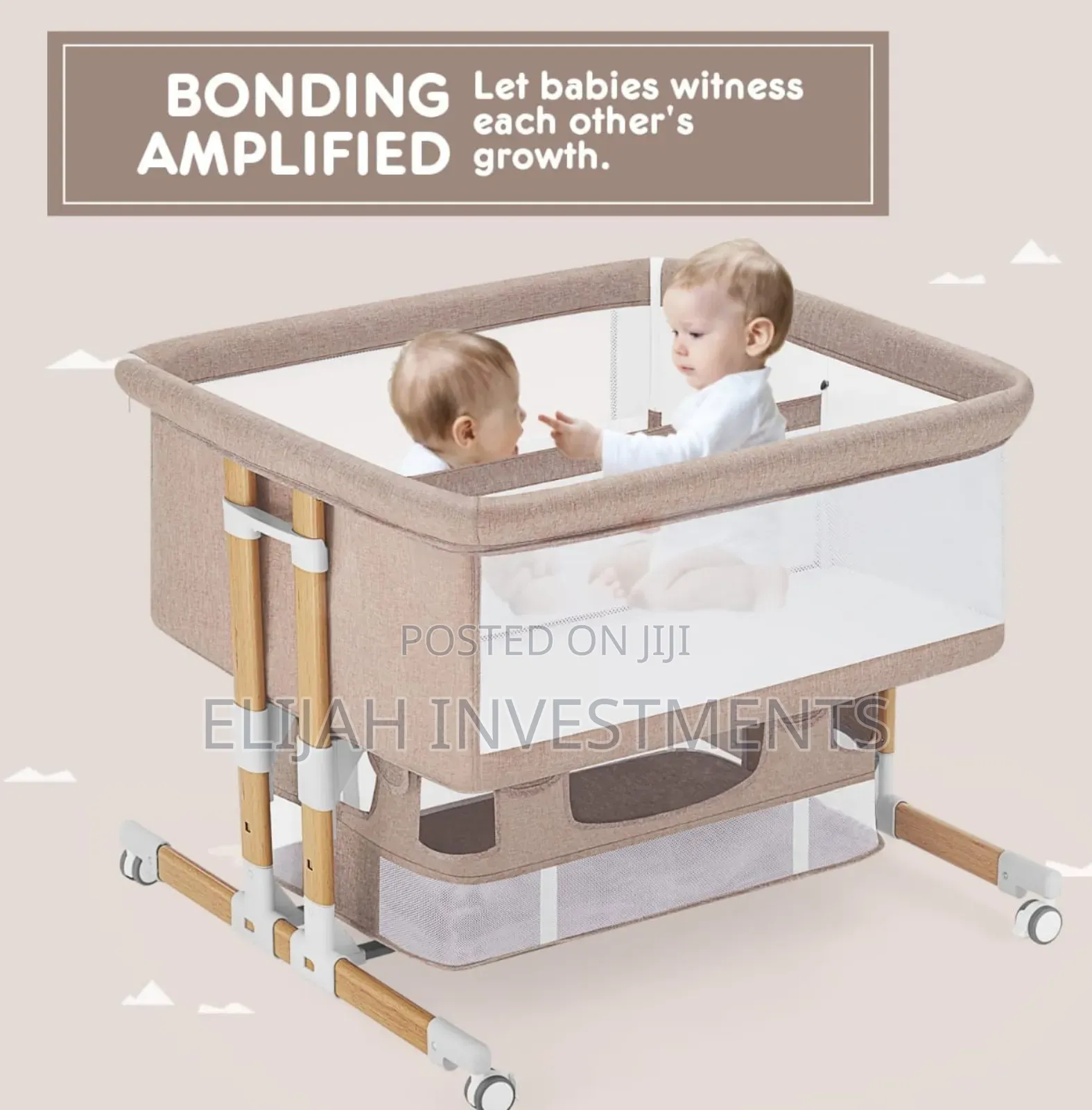 Twin Bassinet Fot Infant, Bedside Crib for 2 Babies
