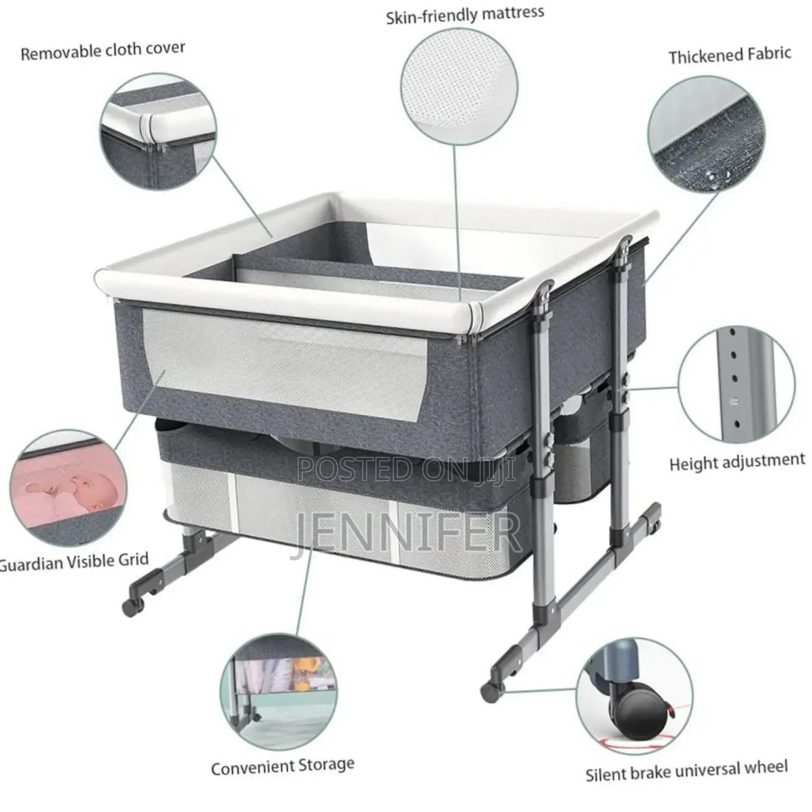 Twin Bassinet Fot Infant, Bedside Crib for 2 Babies