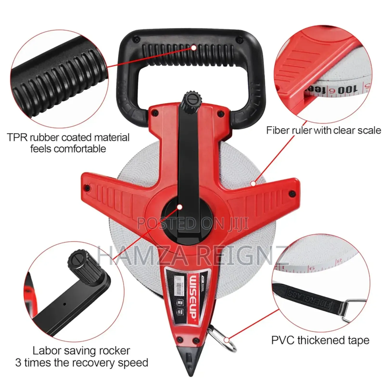 Wiseup 100 Metric Industrial Long Measuring Tape Fiberglass