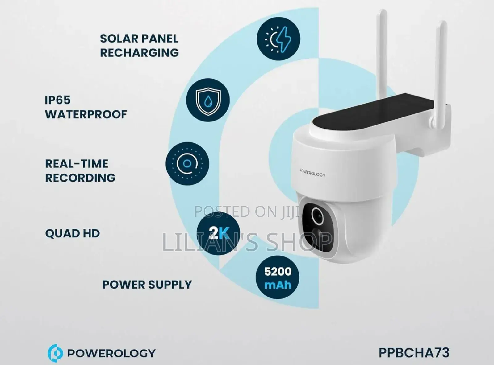 Powerology Solar Pan Tilt Outdoor Camera