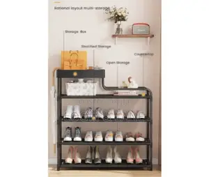 5layer 80cm Metal Multifunction Shoe Storage Rack Black