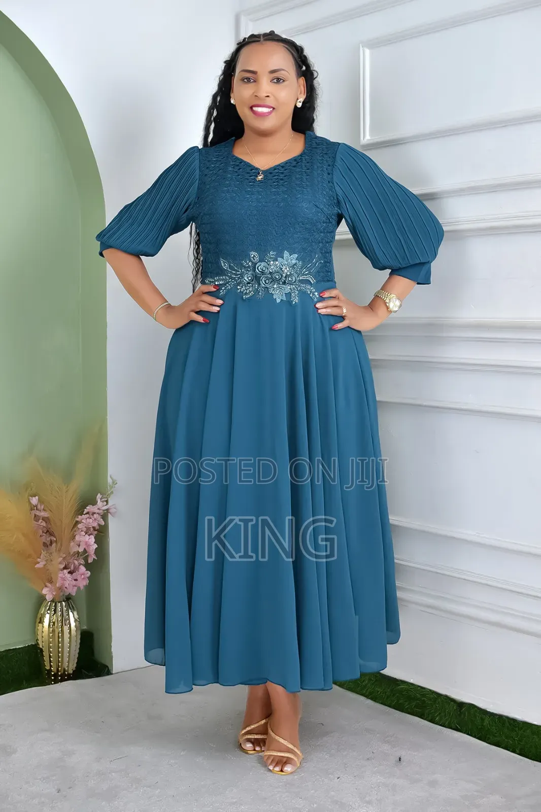 Sequin Panel Peplum Waistband a-Line Dress