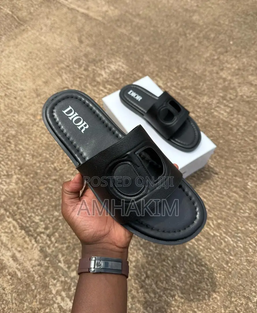 Classic Men's Dior Leather Slip in Sandals in Stock