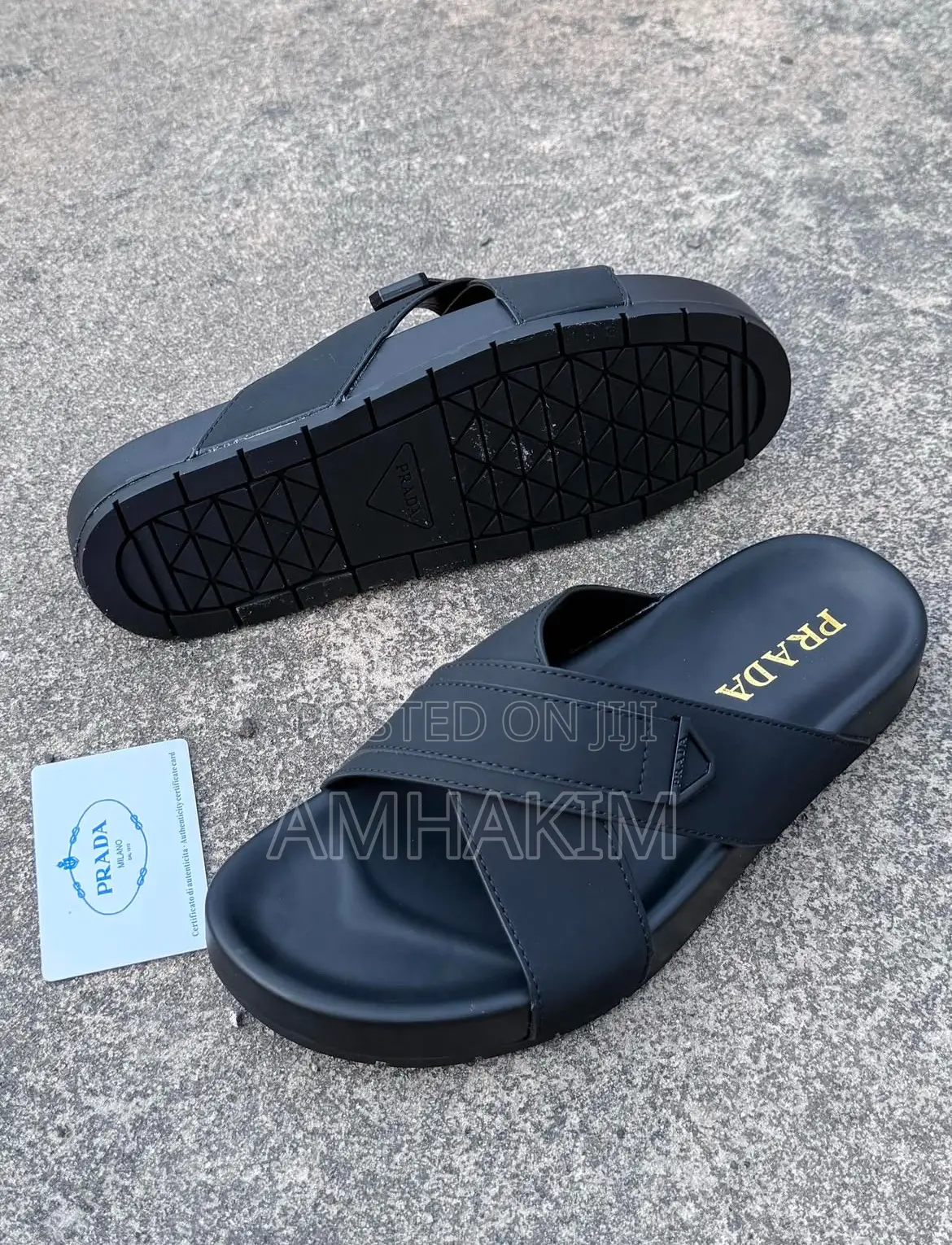 Classic Men's Prada Leather Crossed Sandals in Stock