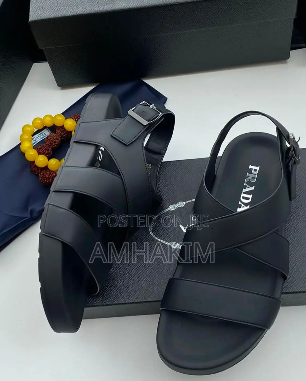 Classic Men Gladiator Design Prada Sandals in Stock