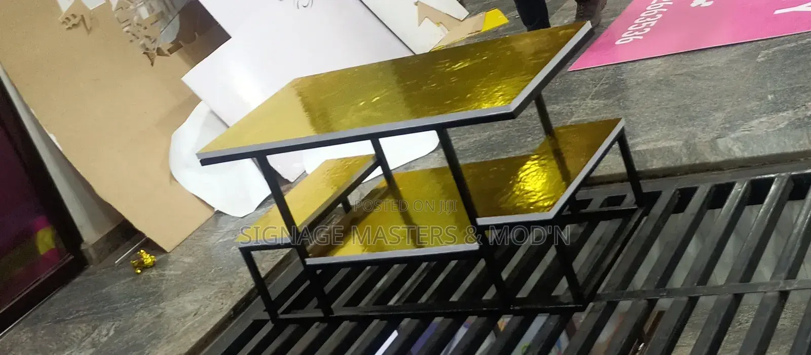 Golden Laminated Center Table