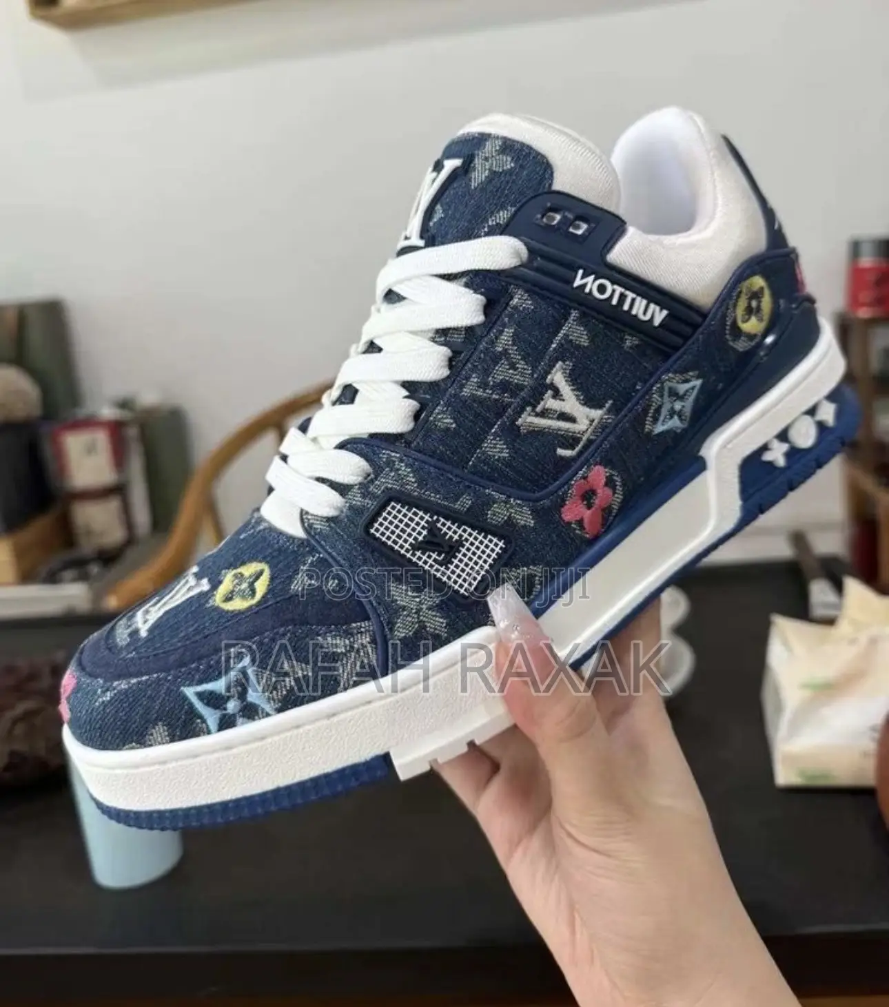Original Louis Vuitton Lv Trainer Blue Denim Sneakers