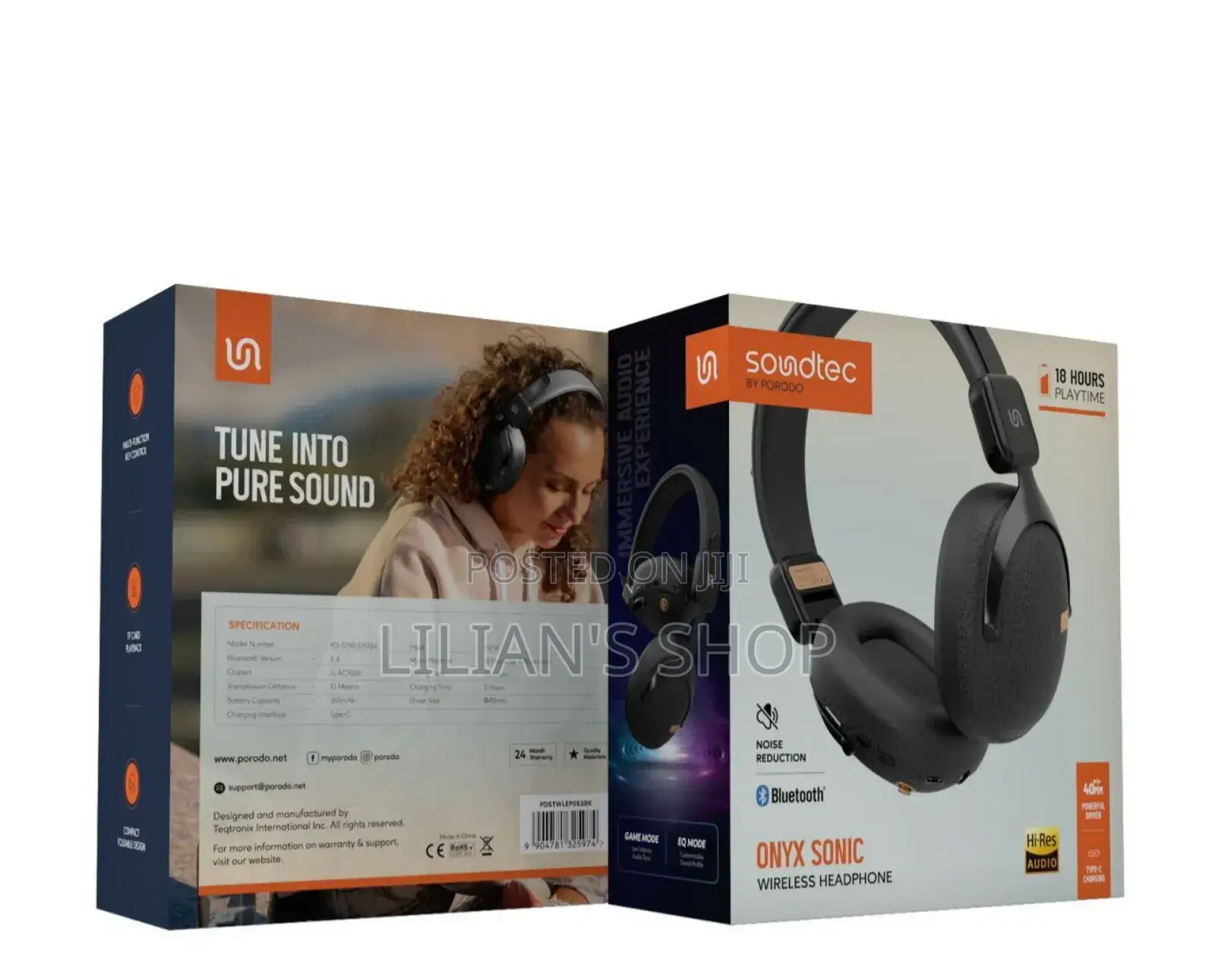 Porodo Soundtec Onyx Sonic Wireless Headphones