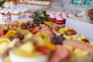 Fruits, Cakes and Juice Dessert Tabl3s Also Catering
