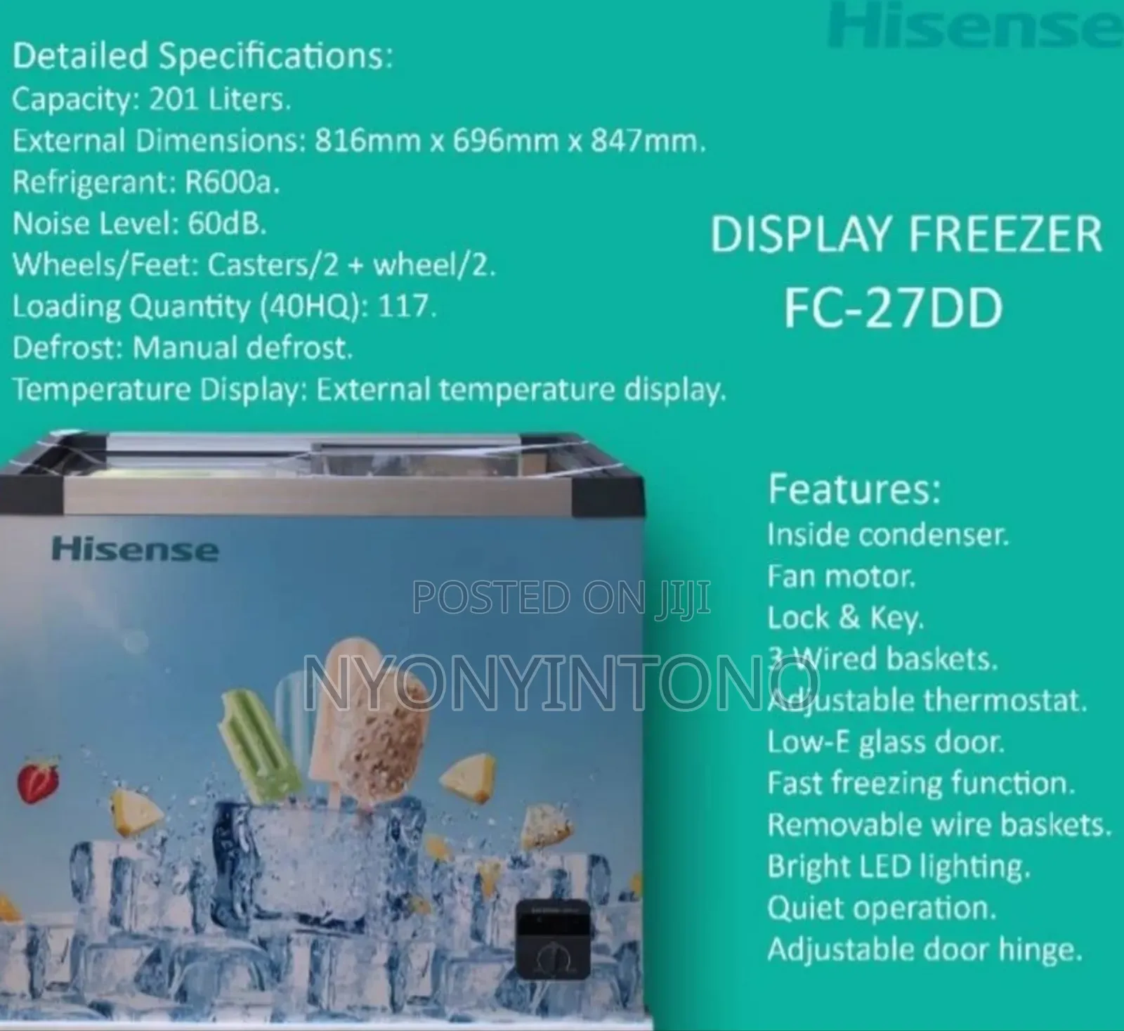 Hisense 270l Icecream Display Freezer Fc-27dd