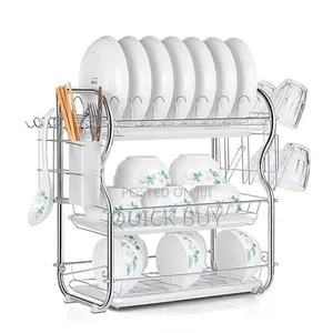3-Tier Dish Rack Drainer With Side Hooks