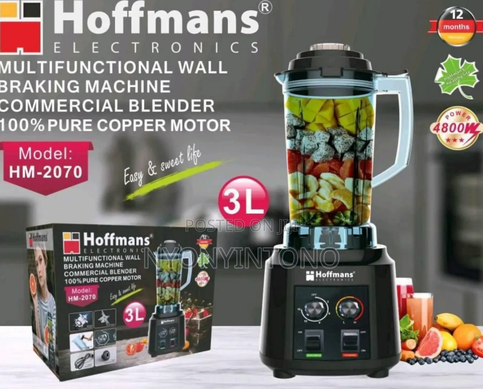 Hoffmans 3liter Heavy-Duty Commercial Blender Hm-2070
