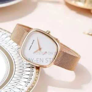 Hm Hannah Martin Golden Watch With White Display