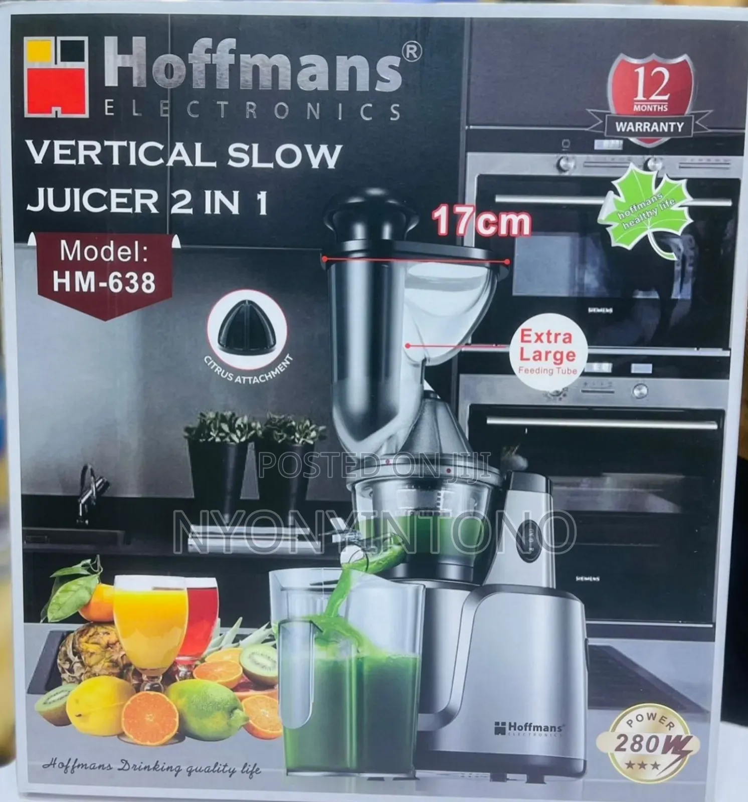 Hoffmans 2-in-1 Vertical Slow Juicer, Citrus Juicer Hm-638