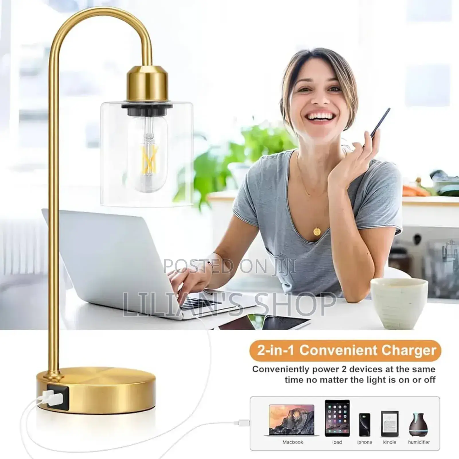 3-Ways Dimmable Gold Table Lamp