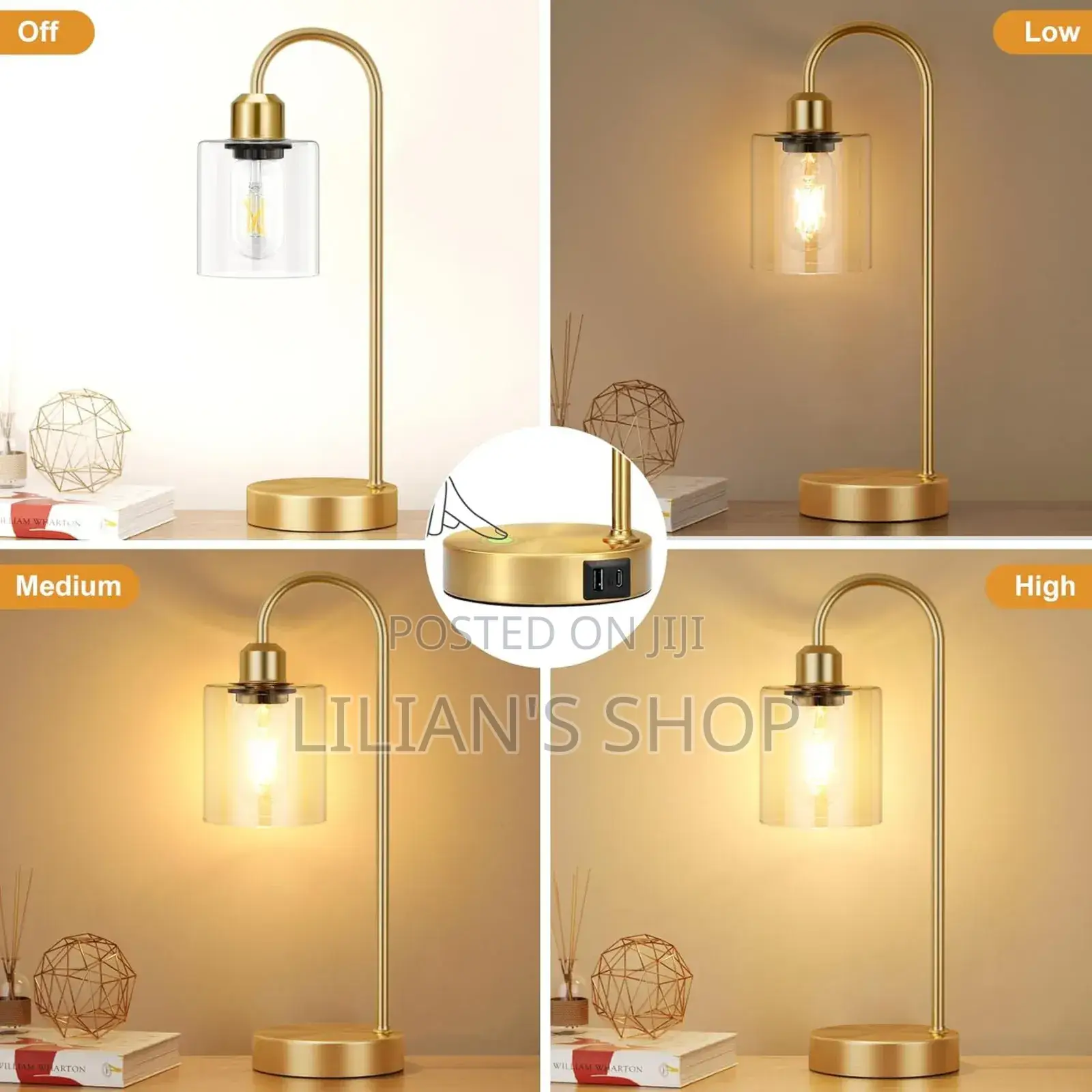 3-Ways Dimmable Gold Table Lamp