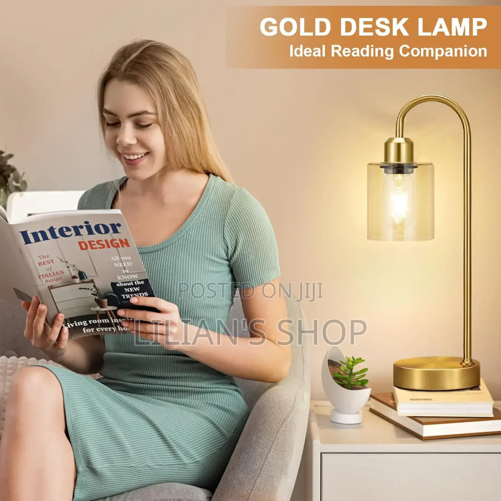 3-Ways Dimmable Gold Table Lamp