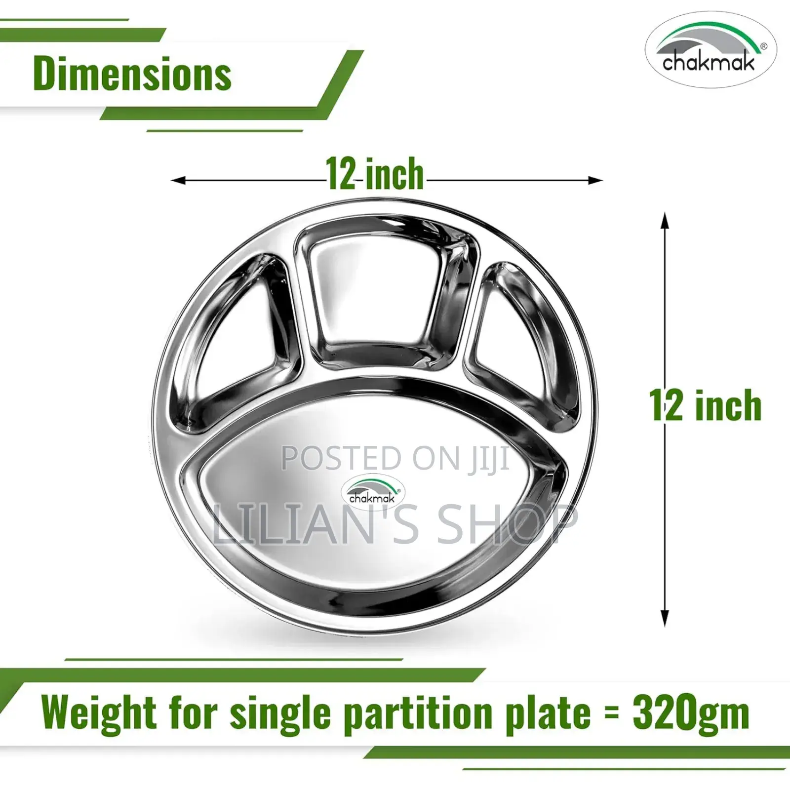 Stainless Steel Round Divided Dinner Plate