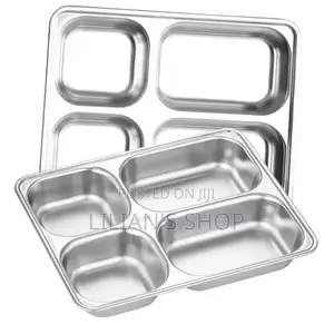 2pcs Stainless Steel Rectangular Food Serving Plate Tray