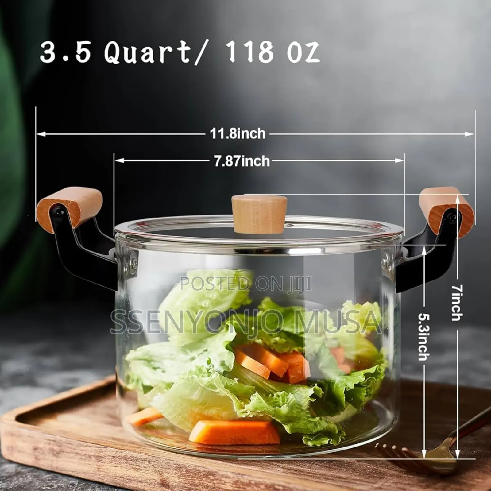 Glass Pot With Wooden Handle 5.0l