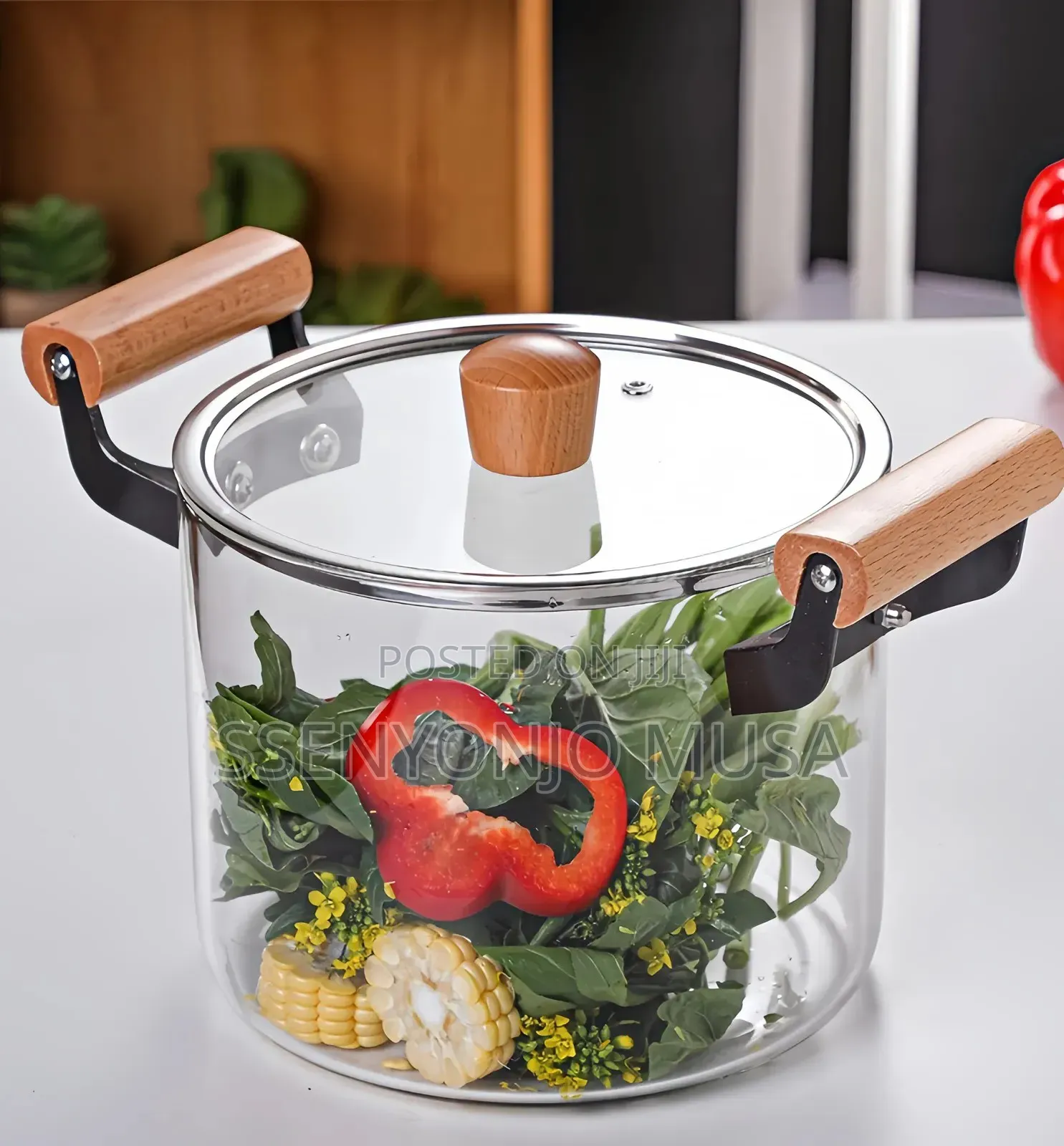 Glass Pot With Wooden Handle 5.0l