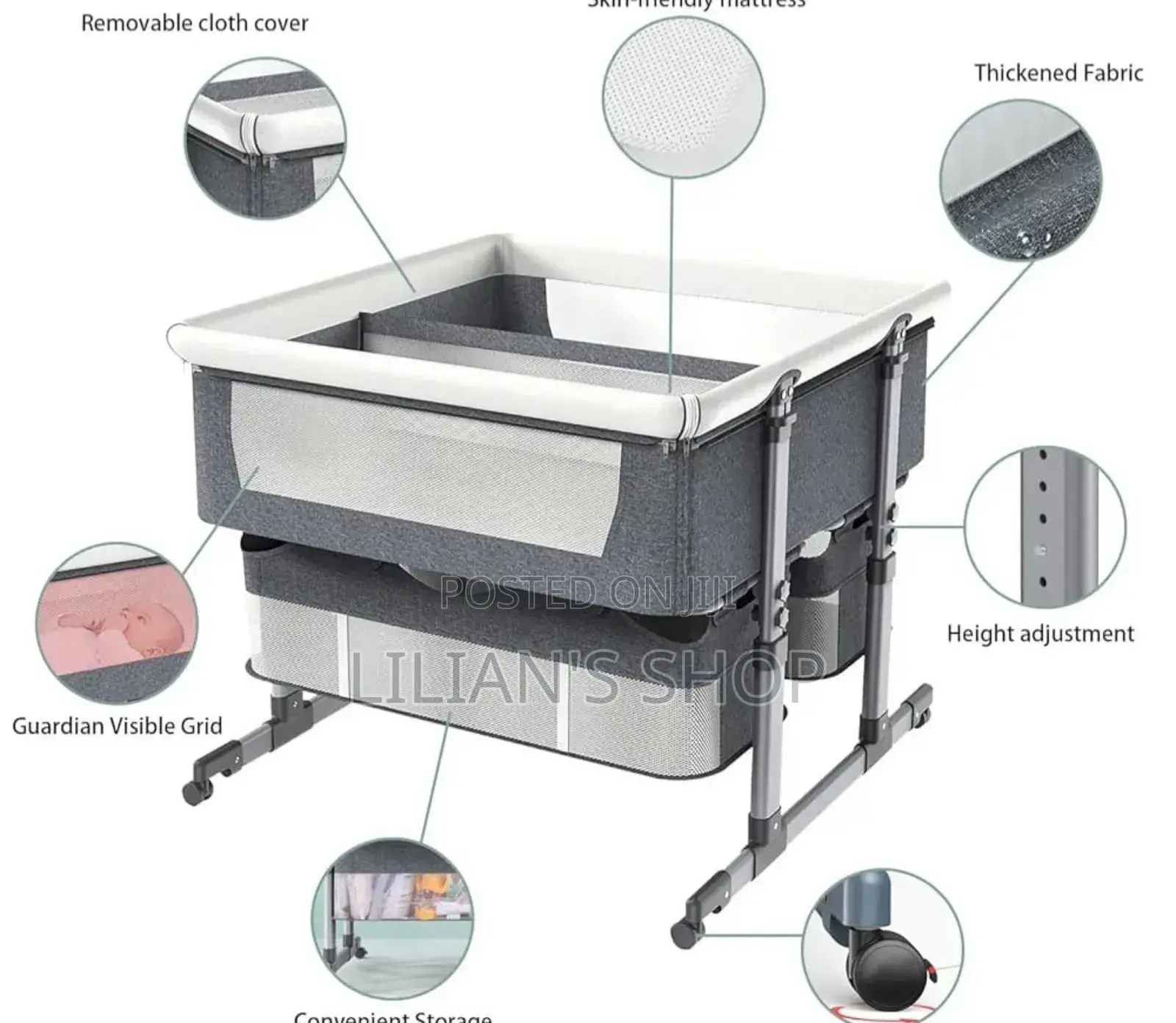 Twin Bassinet Fot Infant, Bedside Crib for 2 Babies