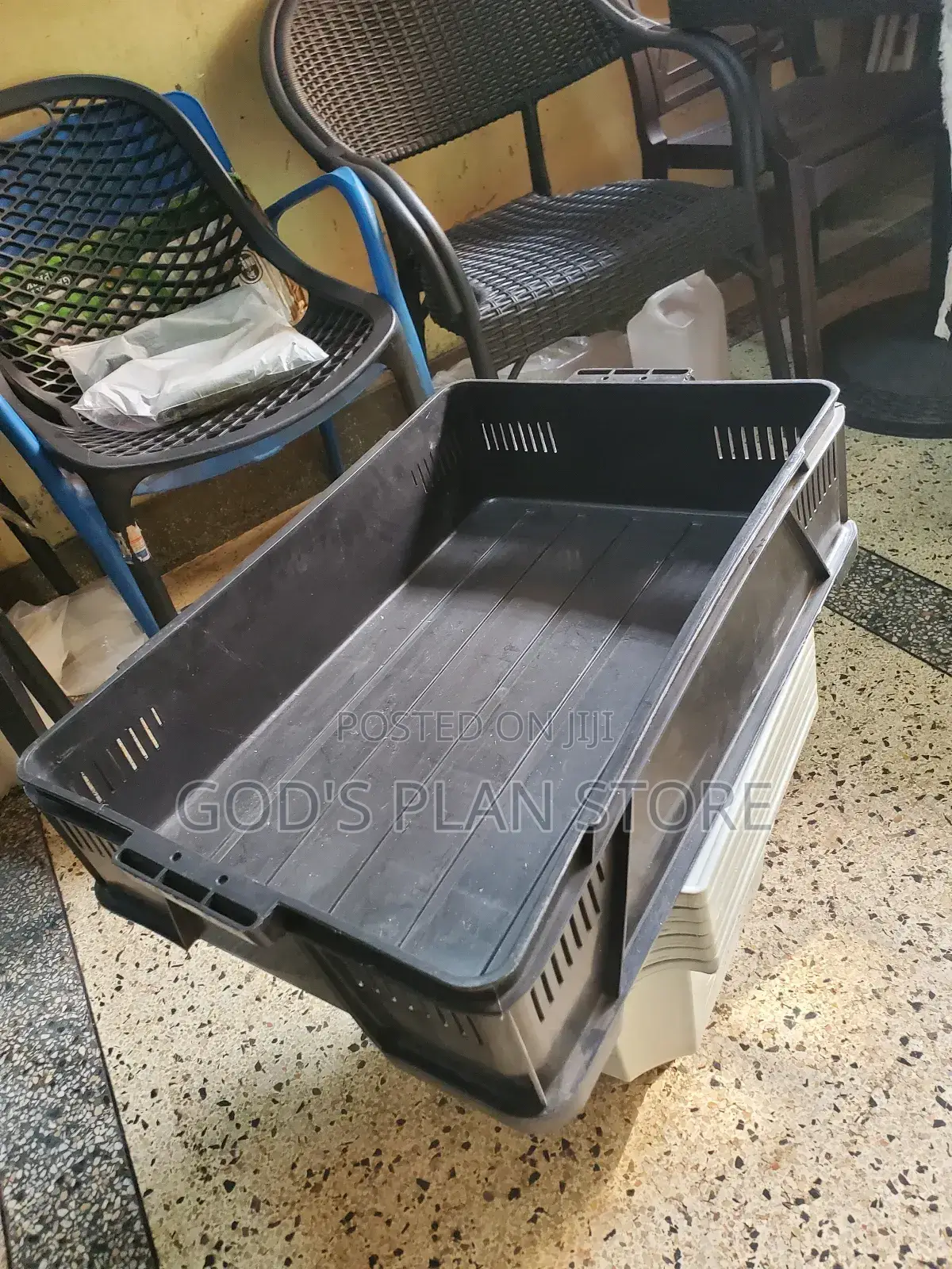 Black Plastic Milk Crates