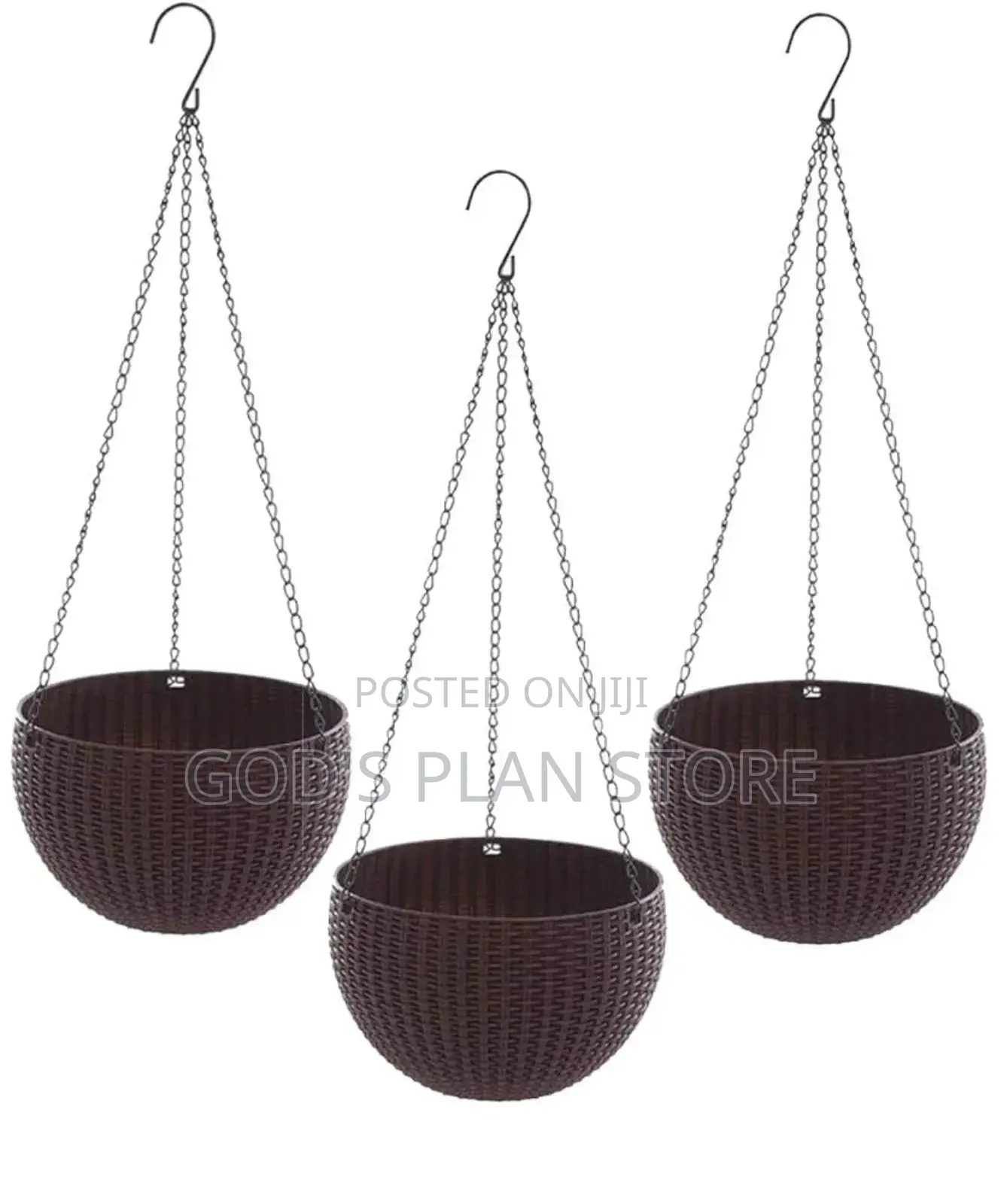 Coffee Brown Plastic Hanging Pots