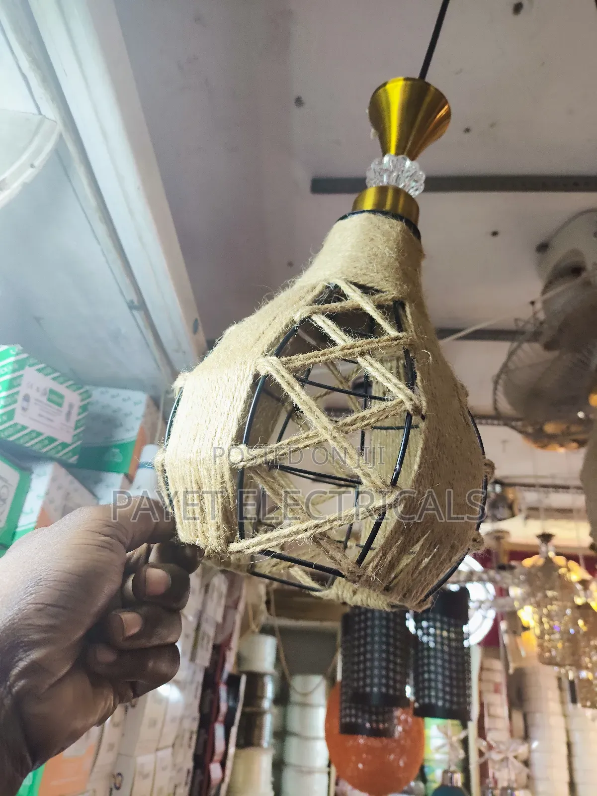 Vintage Pendant Light With a Rope