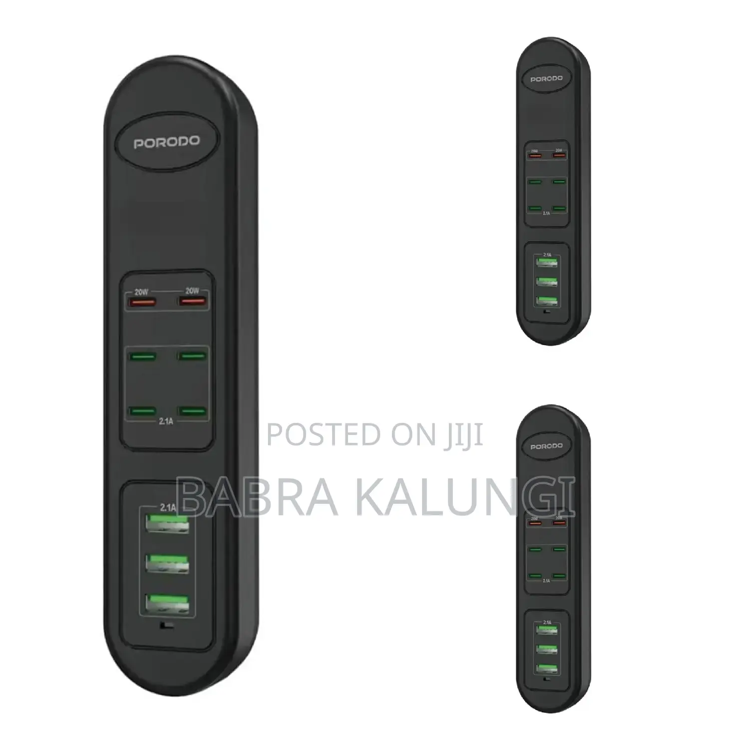 Porodo 50w Multi-Port Usb Charging Hub 6 Port Usb-C - Black