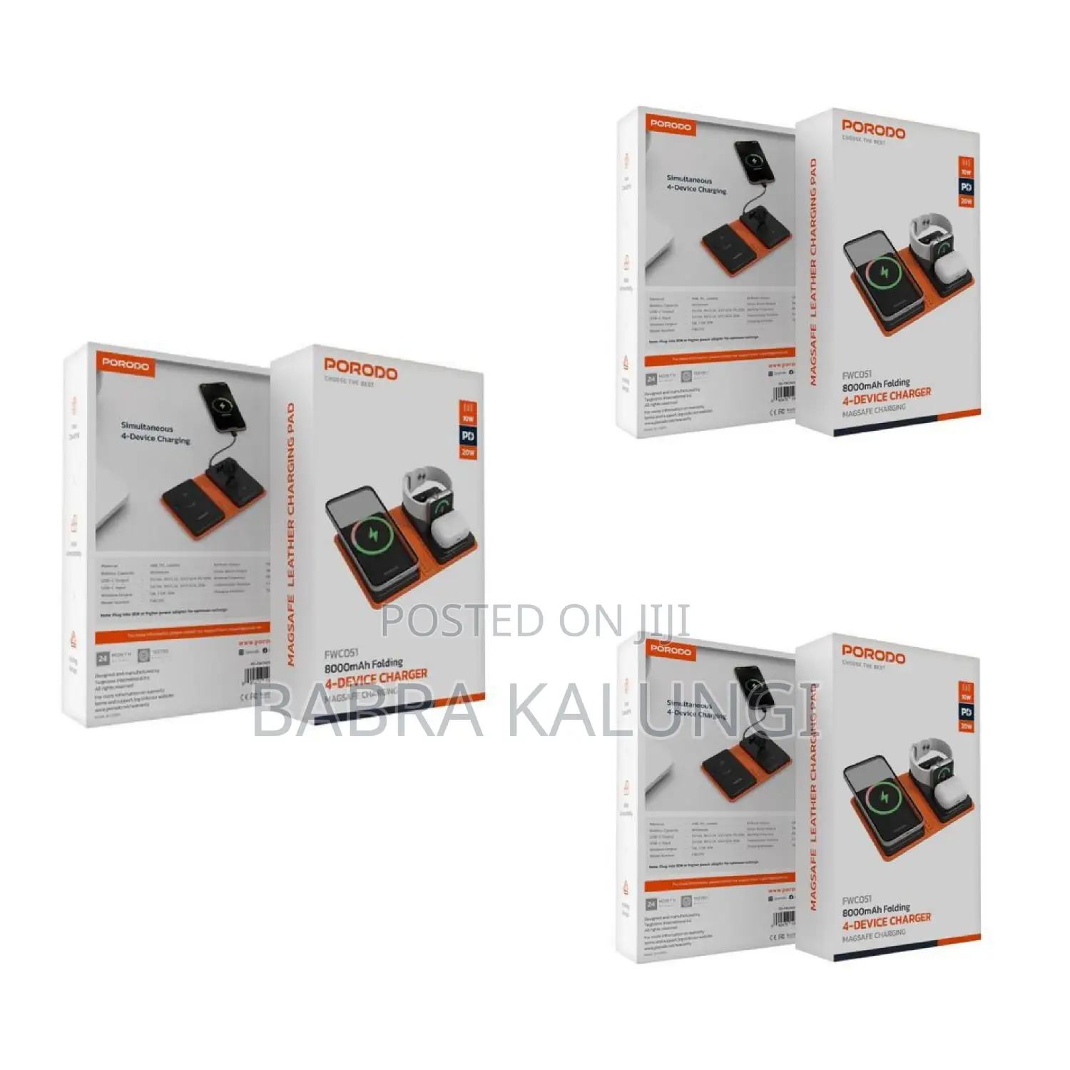 Porodo 8000mah Folding 4-Device Charger