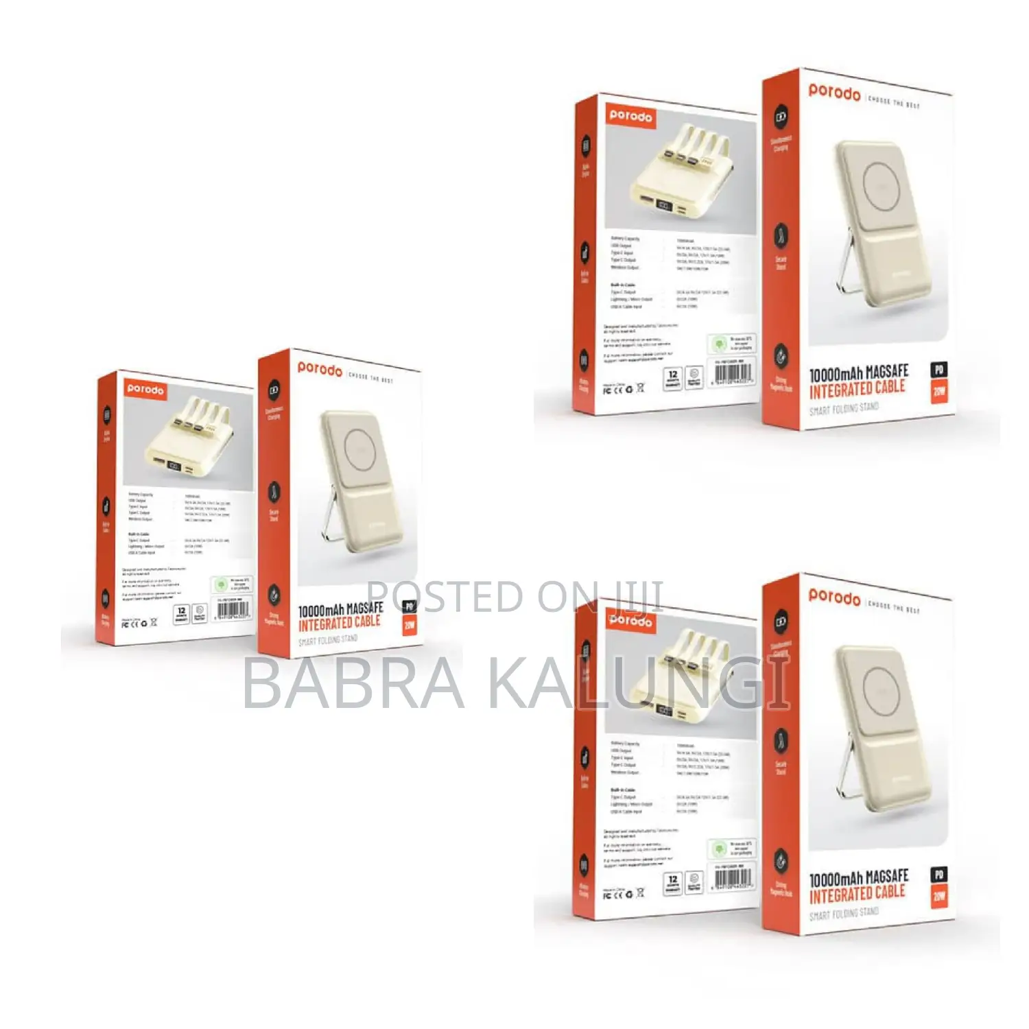 Porodo 10000mah Magsafe Integrated Cables. Pd-Pbfch039-Bk