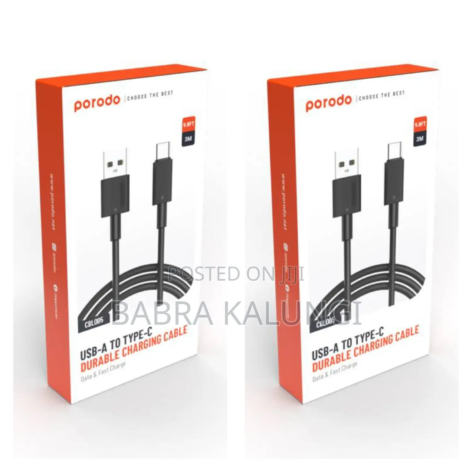 New Porodo Braided Cable Usb-a to Lightning 1.2m