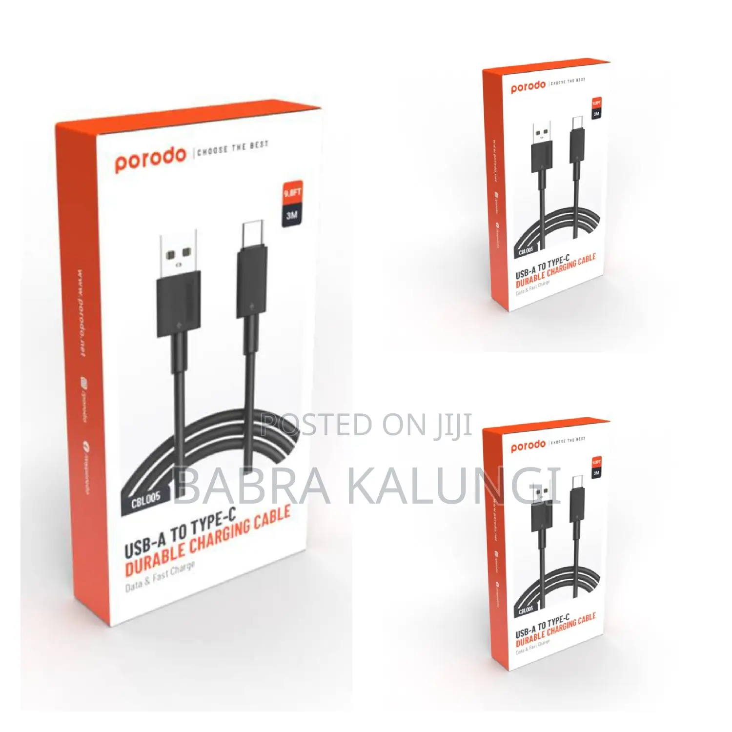 New Porodo Braided Cable Usb-a to Lightning 1.2m